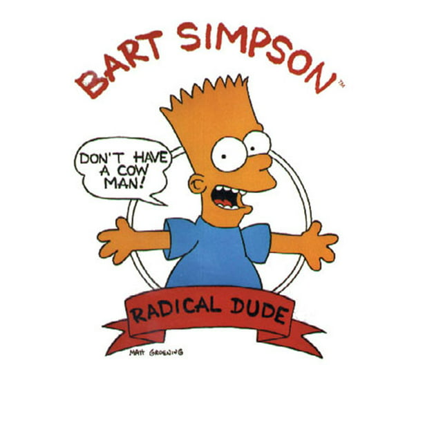 77 Vintage New 1989 The Simpsons Poster 21”x32” NOS Bart Radical Dude No
